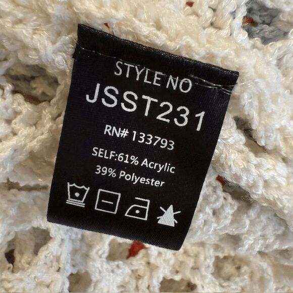 POL Open Knit White / Multicolor Lightweight Open Front Cardigan Long Size Small - Picture 9 of 14